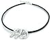 Sterling Silver & Diamond Panther Slider with Black Leather Necklace