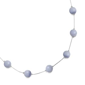 Blue Lace Agate Beaded Liquid Silver 17 Necklace
