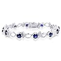 Sterling Silver Created Blue &Created White Sapphire Bracelet