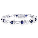 7 Carat Blue & White Sapphire Sterling Silver Bracelet - 7.5