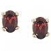 Oval Red Garnet Stud Earrings in Yellow Gold
