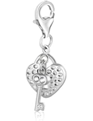 Sterling Silver Dual Heart Lock and Key Charm
