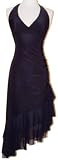 Ruched Ruffle Holiday Party Cocktail Halter Dress, Medium, Black