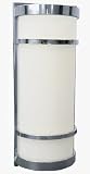 31DCIFXUX L. SL160  American Fluorescent BRW218SNEC Brio Outdoor Sconce, Half Cylinder with Twin Metal Bands, Satin Nickel 36W
