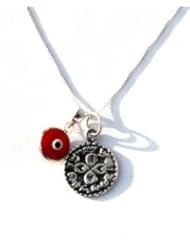 Evil Eye & Love Solomon Seal Silver Necklace