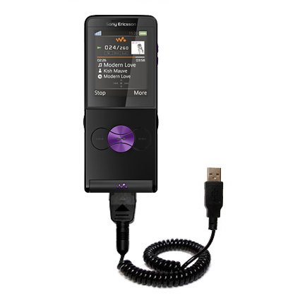Coiled Power Hot Sync and Charge USB Data Cable w/ Tip Exchange for the Sony Ericsson W350c - Gomadic Brand