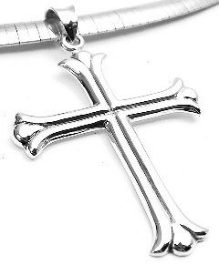 Large and Light Medieval Sterling Silver Cross Pendant