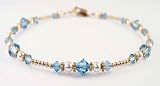 Aquamarine - March Beaded Anklets: Swarovski Crystal Birthstone Jewelry. Adjustable 14K Gold Filled Ankle Bracelets