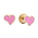 14k Yellow Gold Pink Heart Enamel Baby Earrings