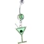 Dazzling Green Gem Martini Dangle Belly Ring