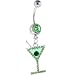 Dazzling Green Gem MARTINI Dangle Belly Ring
