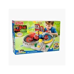 Fisher-Price Little People SPECIAL EDITION Spin 'n Crash Raceway with EXCLUSIVE Helicopter... by 