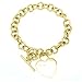 14k Yellow Gold Bracelet with Toggle Clasp & Heart Tag