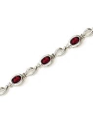 14K White Gold Oval Garnet Bracelet