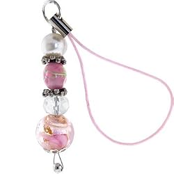 Gioielli Italy Pink FLORAL PEARL Glass Bead Cell Phone Charm