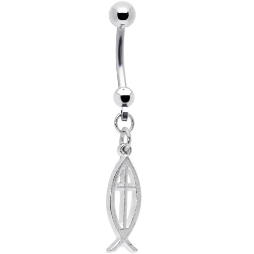Ichthus Jesus Fish Belly Ring jesus fish necklace. Ichthus Jesus Fish Belly Ring