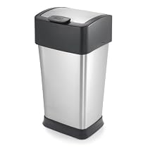 Polder WB-1200-47 10-1/2-Gallon Square Trash Can, Brushed Stainless Steel