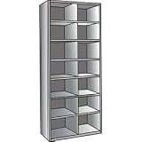 Hallowell A5525-18HG Closed Hi-Tech Metal Bin Storage Shelving Add-on Unit, Hallowell Gray, 36 Width, 87 Height, 18 Depth, Bins (14) 18W x 12H, Knock Down