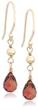 14k Yellow Gold, October Birthstone, Pink Tourmaline Briolette Hook Earrings