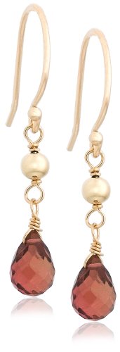 14k Yellow Gold, October Birthstone, Pink Tourmaline Briolette Hook Earrings