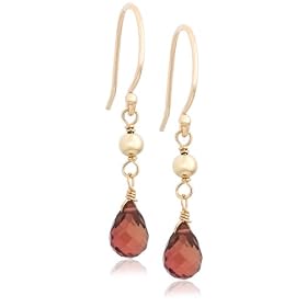 14k Yellow Gold, October Birthstone, Pink Tourmaline Briolette Hook Earrings by Amazon.com Collection