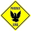 PHOENIX CROSSING bird symbol emblem sign