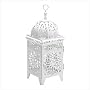 White Scrollwork Candle Lantern - Style 38332
