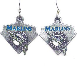 MLB Enameled Pewter Earrings - Florida Marlins