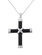 Sterling Silver Wrapped Onyx Cross with 18" Link Chain