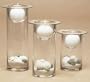 SET OF THREE TERRA CANDLE HOLDERS WITH CANDLES, SAND AND SHELLS