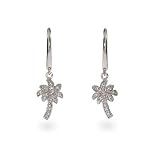 Sterling Silver Cubic Zirconia Palm Tree Earrings