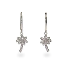 Sterling Silver Cubic Zirconia Palm Tree Earrings by 