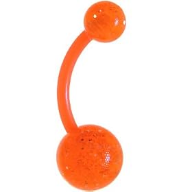 FLEXI Belly Ring - Tangerine Glitter by 