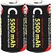 CTA Digital DB-C2PK 5500 mAH NiMH Rechargable C Batteries (2-Pack)