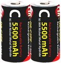 CTA DIGITAL 2-C Size 5500 mAh NiMH Rechargeable Batteries
