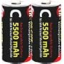 CTA DIGITAL 2-C Size 5500 mAh NiMH Rechargeable Batteries