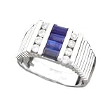 14K Men's White Gold .90 CTW Sapphire & Diamond Band