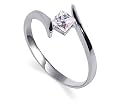Marvelous .925 Sterling Silver Band Princess Cut Clear Cubic Zirconia Solitaire Slim Promise Ring