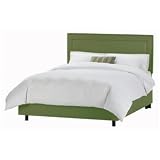 Nail Button Border Headboard Jungle Twill Bed (Queen)