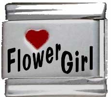 Heart Flower Girl Red Heart Laser Italian Charm