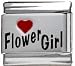 Clearly Charming Heart Flower Girl Red Heart Laser Italian Charm