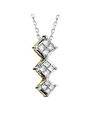 Invisible 0.50cttw princess cut diamonds signifying past, present & future set in 14K two-tone gold.