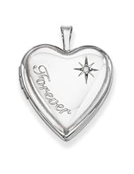 Genuine IceCarats Designer Jewelry Gift Sterling Silver 20Mm Forever With Diamond Star Heart Locket