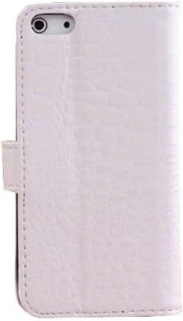 eFuture(TM) Textured Crocodile Synthetic Leather Pattern Magnetic Flip Wallet Case Cover With Card Slots For Apple iPhone 5 5S-White +eFuture's nice Keyring