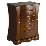 tall walnut jewelry box with necklace sides