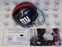 Y.A. Tittle Autographed New York Giants Authentic Mini Football Helmet with Inscription
