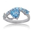 Fancy Blue Topaz Modern Journey Ring in Solid White Gold