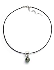 PremiumPearl 10-11mm Baroque Black Tahitian Pearl Necklace AA+ Quality, 18" Length