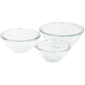 Pyrex Prepware 3-Piece Mixing Bowl Set, Clear