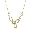 14k Yellow Gold Rhodium Plated Textured Organic Link Necklace- 22 IN + 3 IN